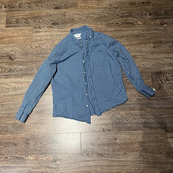 Goodfellows Dark Blue Plaid Button Up - Picture 3 of 4